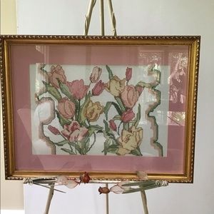 ORIGINAL NEEDLEWORK CUSTOM FRAMED.  BEAUTIFUL